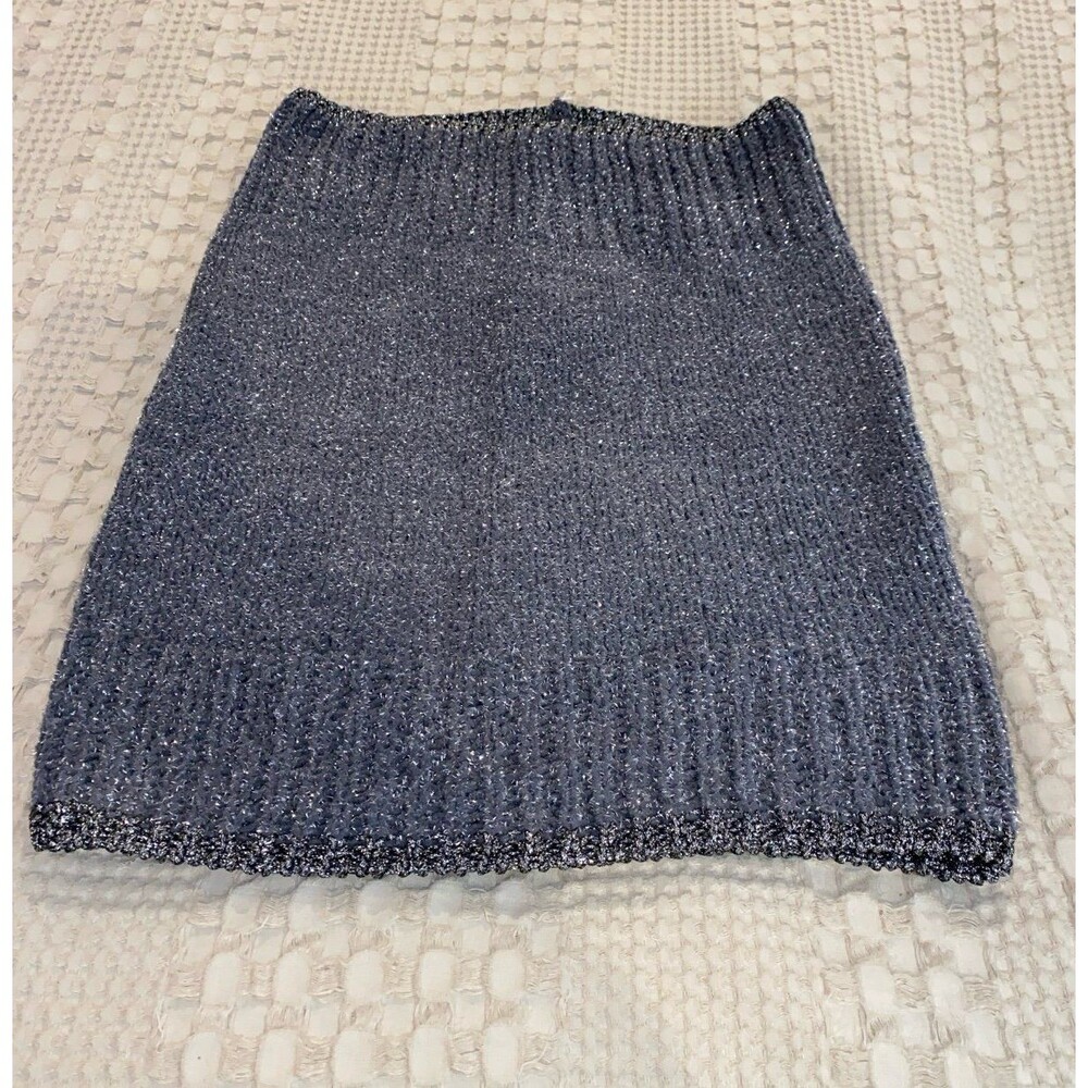 Sparkling MixIt Mini Skirt Yarn Knit Silver Thread Throughout + Stretch One size